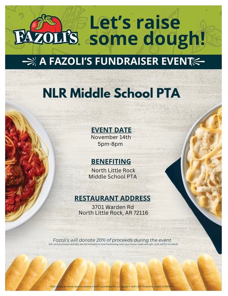 DINE OUT NITE @ Fazoli's Supporting NLRMS PTA