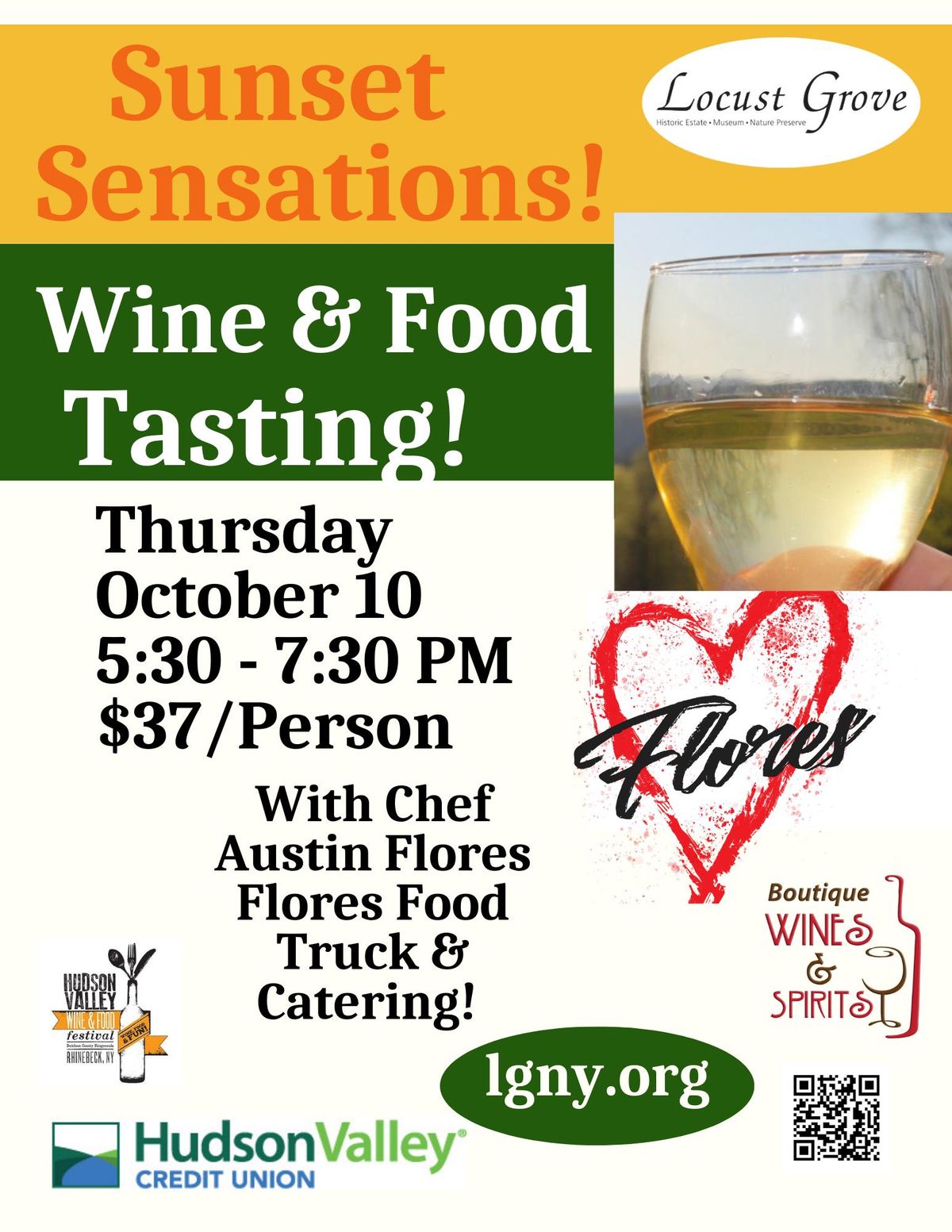 Sunset Sensations Wine & Food Tasting at Locust Grove! October 10! 