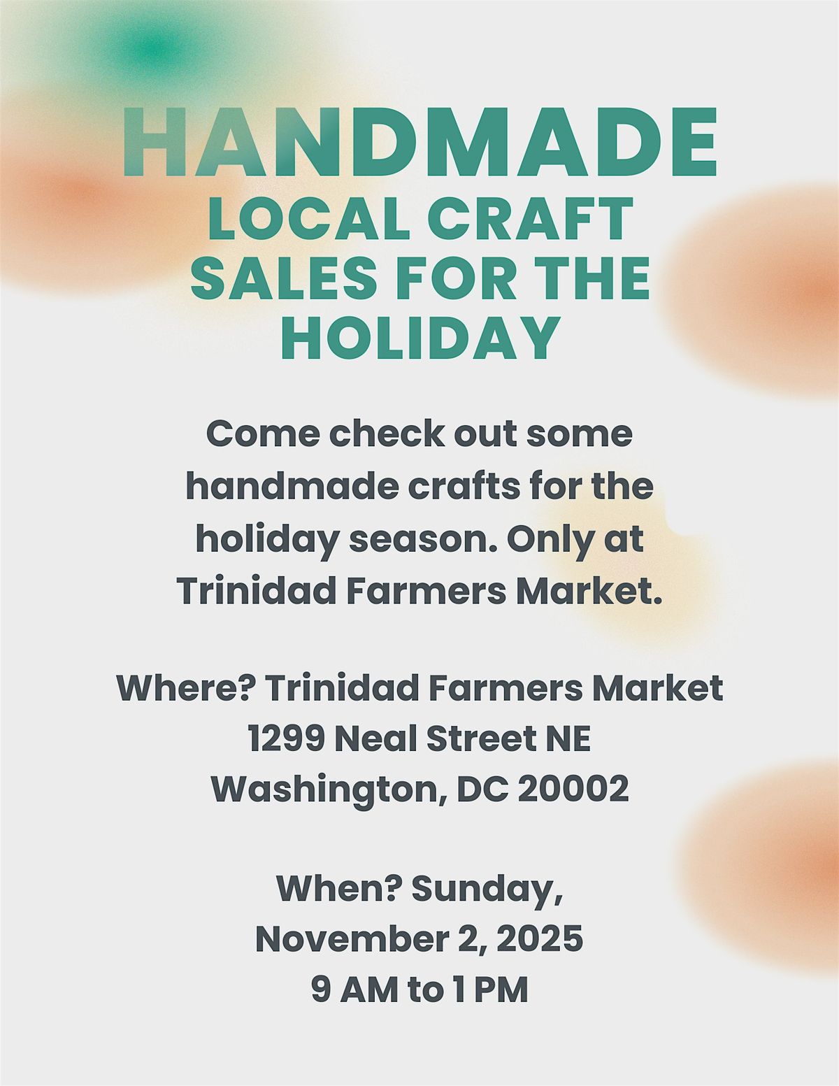 Locally-Made Craft Sales @ Trinidad Farmers Market