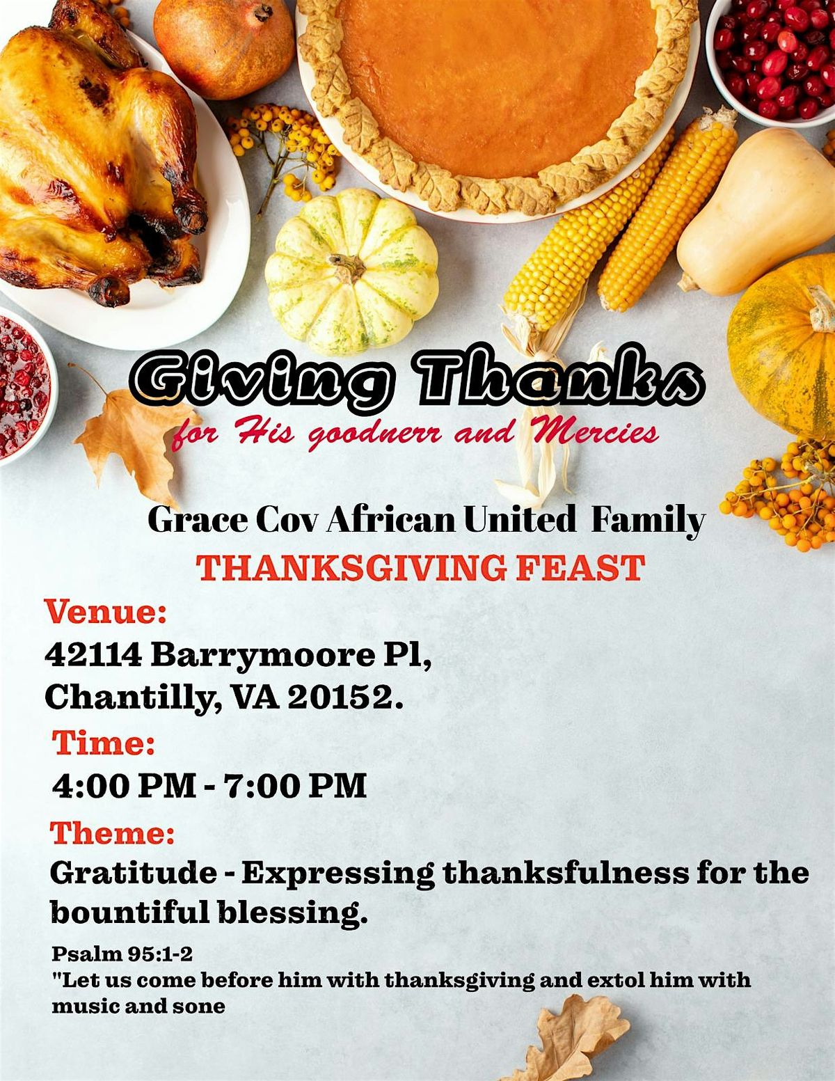 Gracecov Africans United Thanksgiving Feast