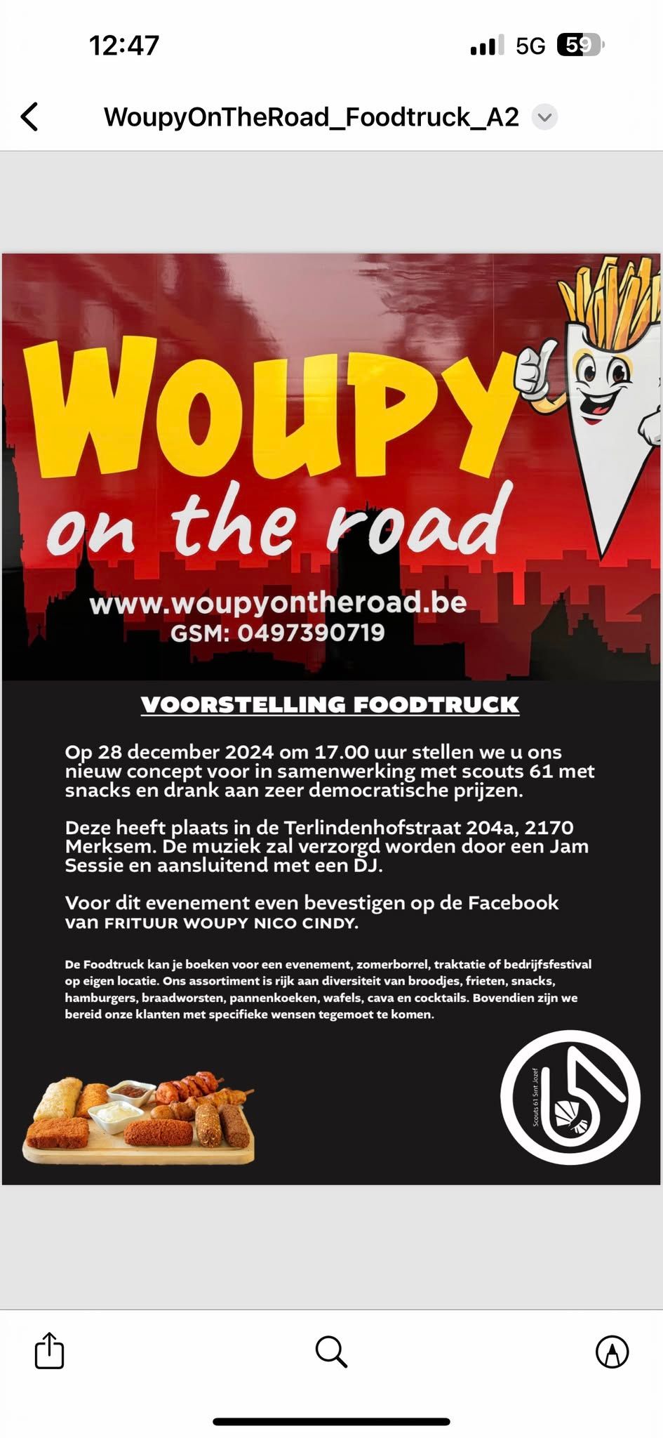 Voorstelling foodtruck woupy on the road 