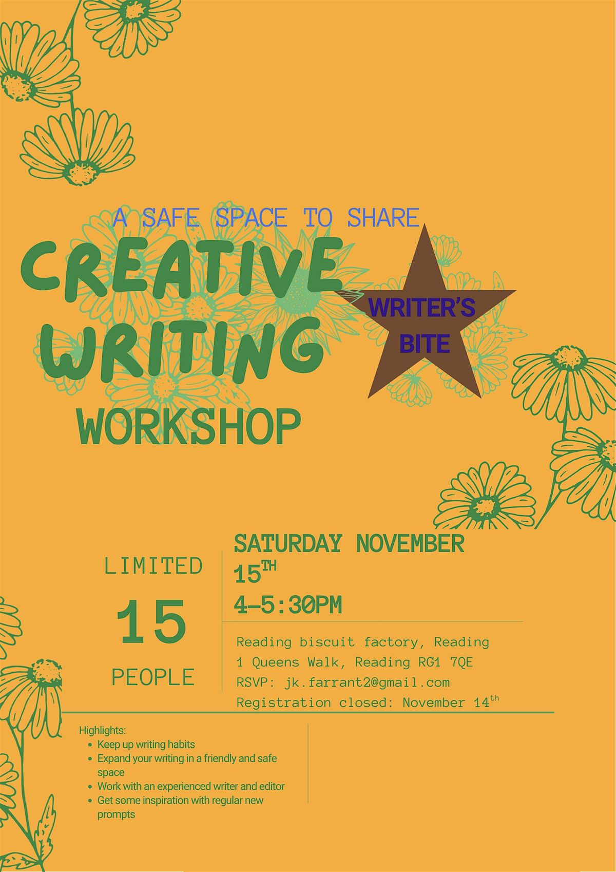 Writer's bite, creative writing workshop | age 18-30