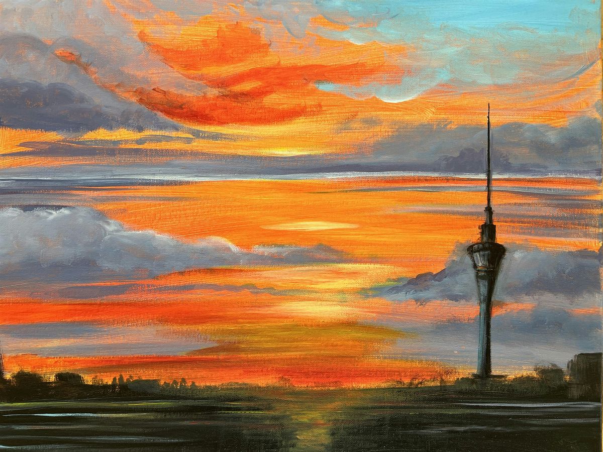 Paint n Chill Fri 6pm Free Welcome Drink - Sunset at Sky Tower