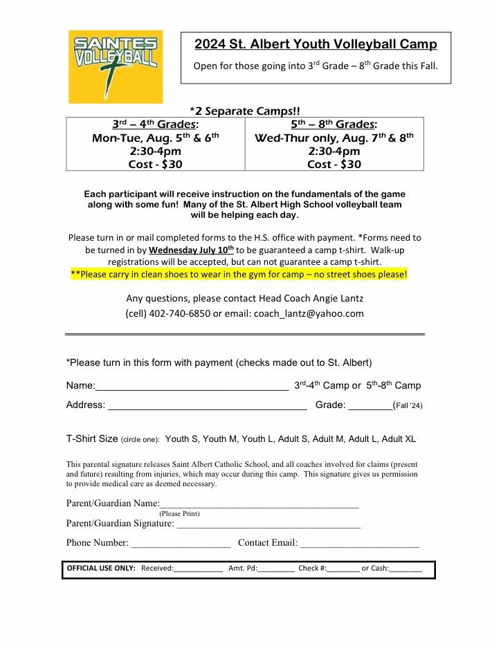3rd - 8th grade volleyball camp