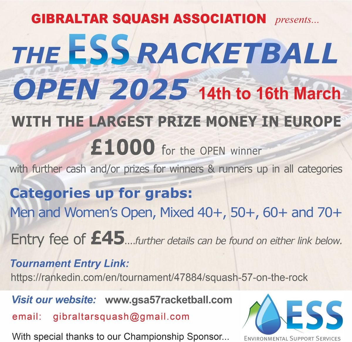 ESS Racketball Open: Squash 57 On The Rock 