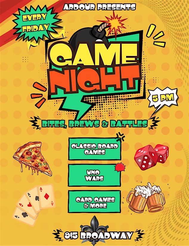 GAME NIGHT! (BITES, BREWS & BATTLES)