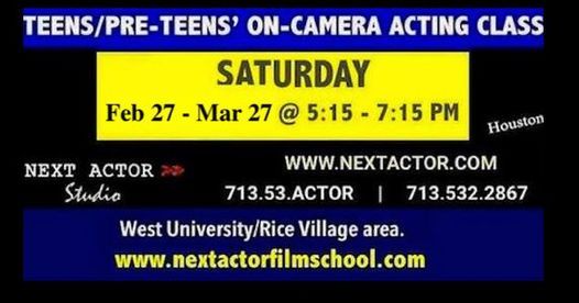 Teen-PreTeens' On-Camera Acting Workshop