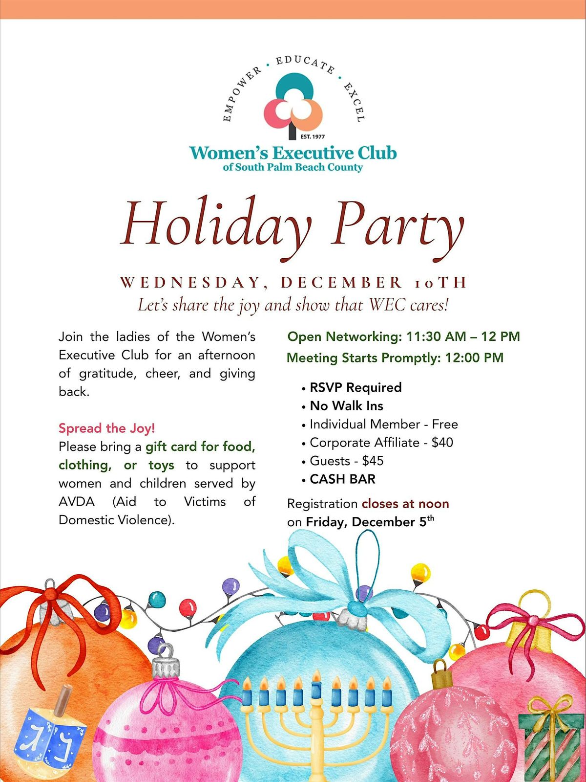 December  Luncheon with The Women's Executive Club