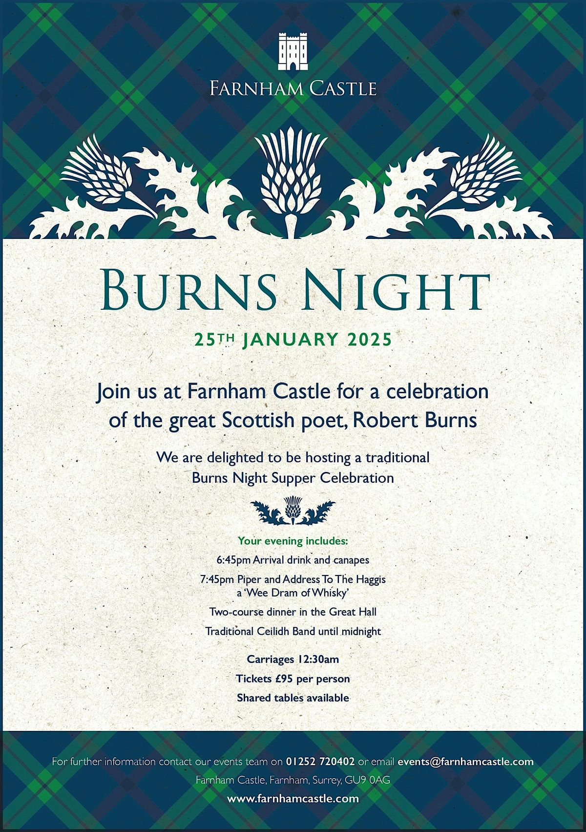 Burns Night Supper - Farnham Castle