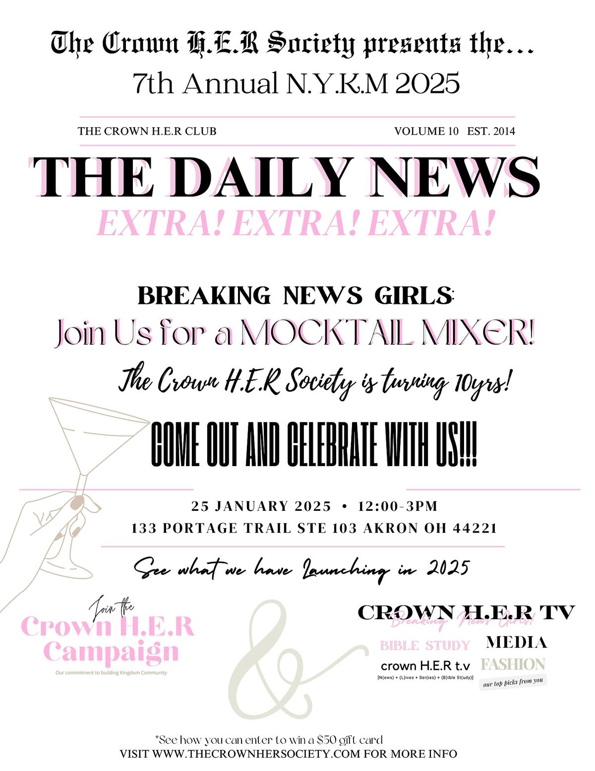 The Crown H.E.R Society\u2019s N.Y.K.M 2025 10 Year Mocktail Mixer  Celebration!