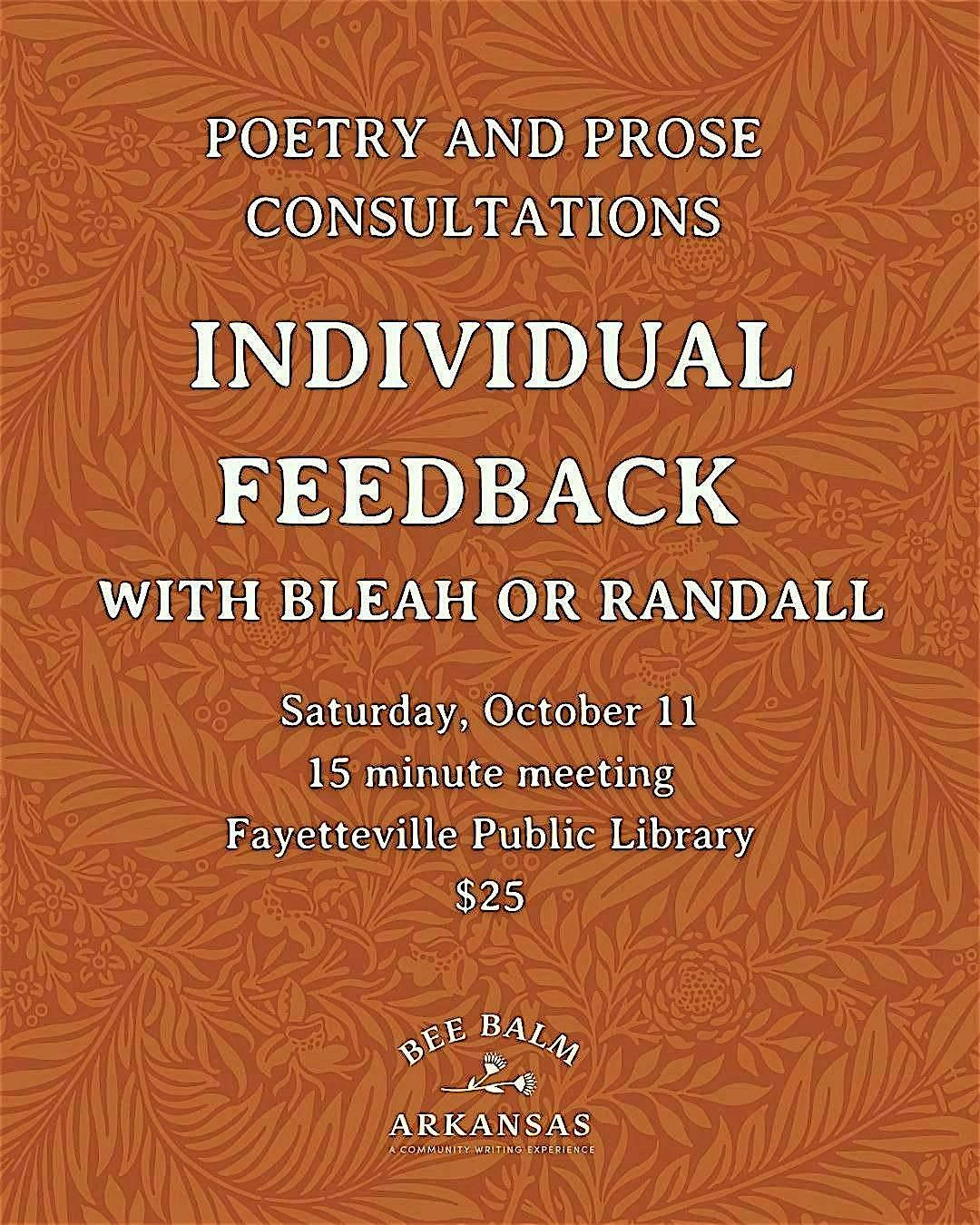 Individual Feedback with Randall James Tyrone