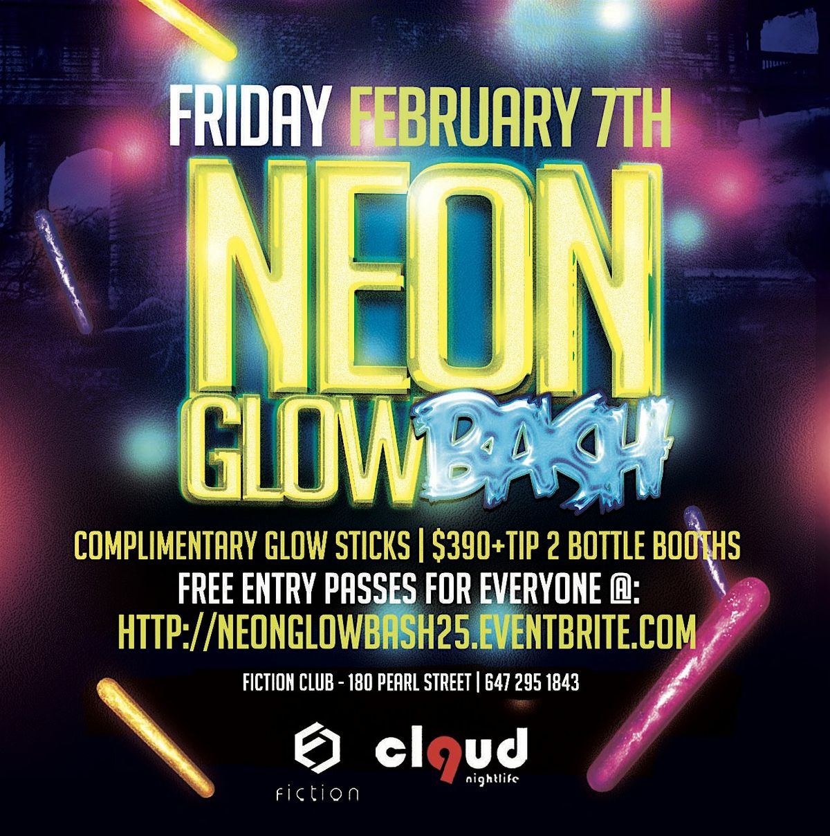 GUELPH HUMBER NEON GLOW PARTY @ FICTION | FRI FEB 7 | EVERYONE FREE & 18+