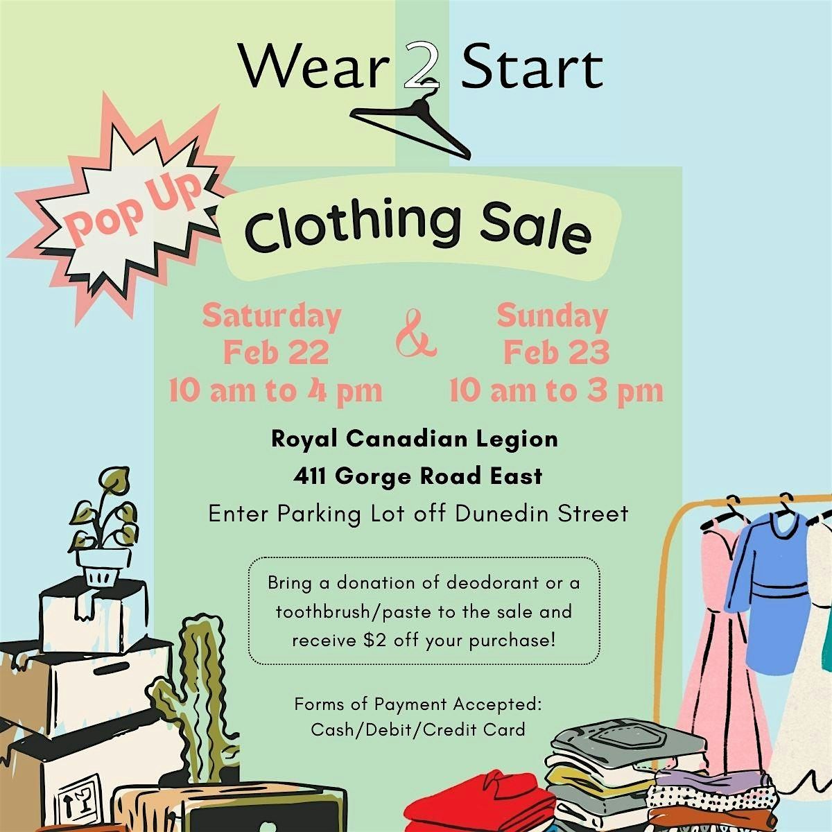 Wear2Start Society's Biannual Pop Up Clothing Sale Feb 22 - 23