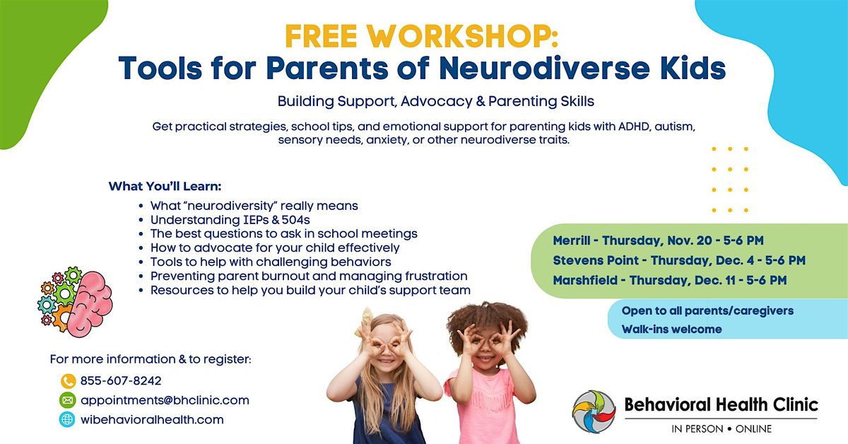FREE WORKSHOP: Tools for Parents of Neurodiverse Kids