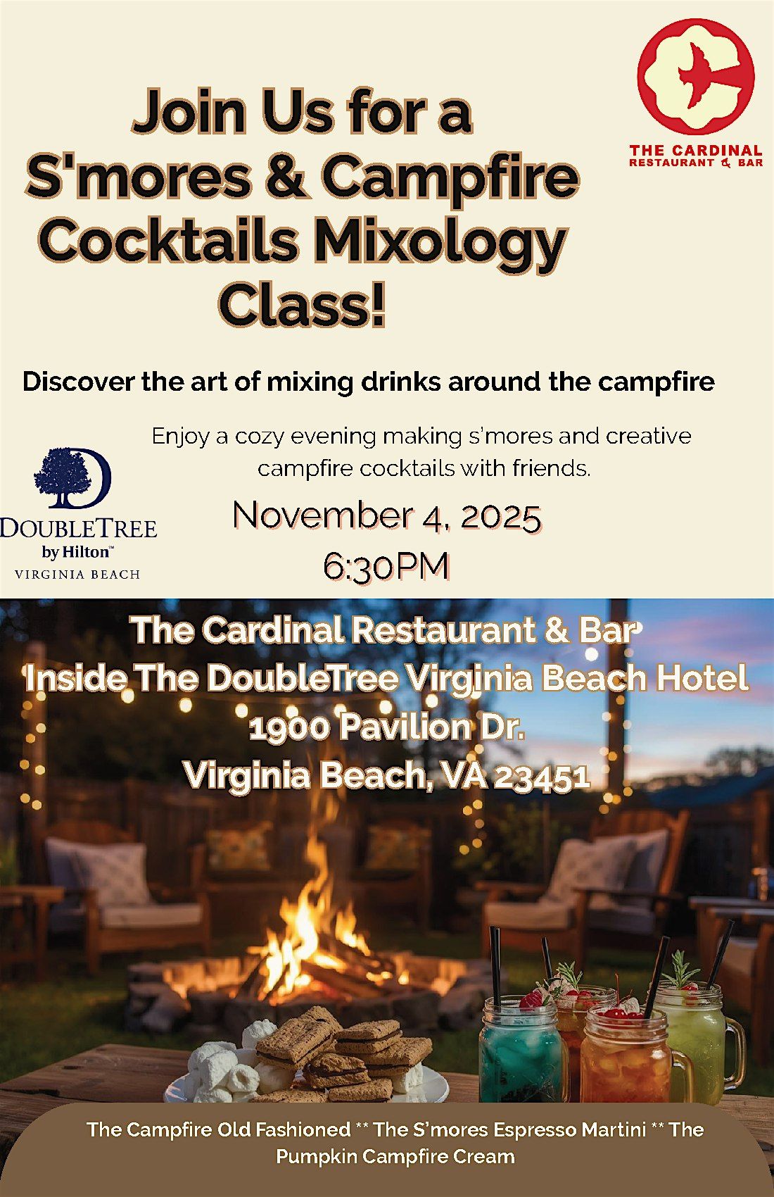 S\u2019mores & Campfire Cocktails Mixology Class