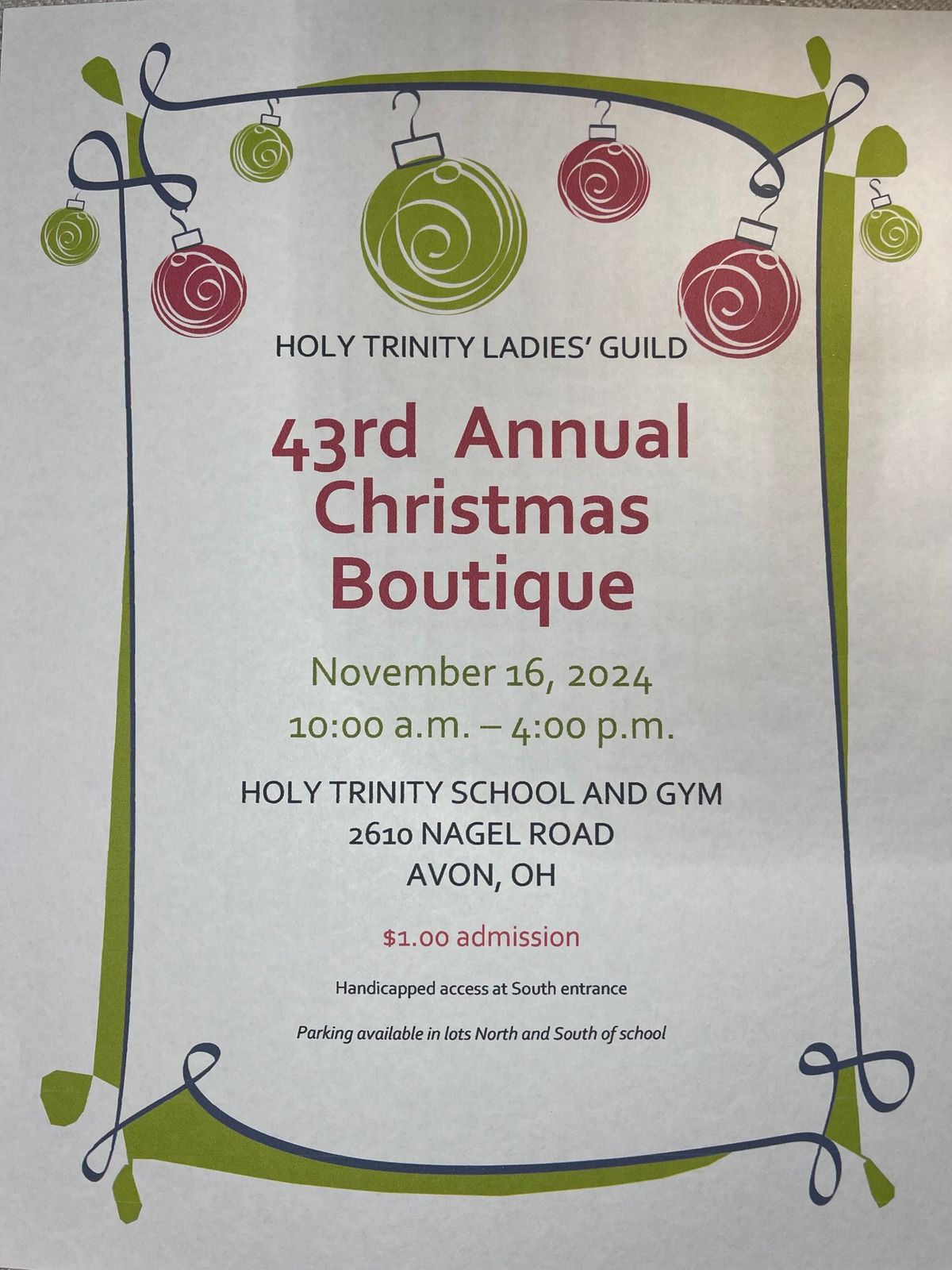 Holy Trinity Ladies\u2019 Guild 43rd Annual Christmas Boutique