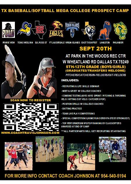 TX BASEBALL \/ SOFTBALL MEGA COLLEGE PROSPECT CAMP SEPT 20TH