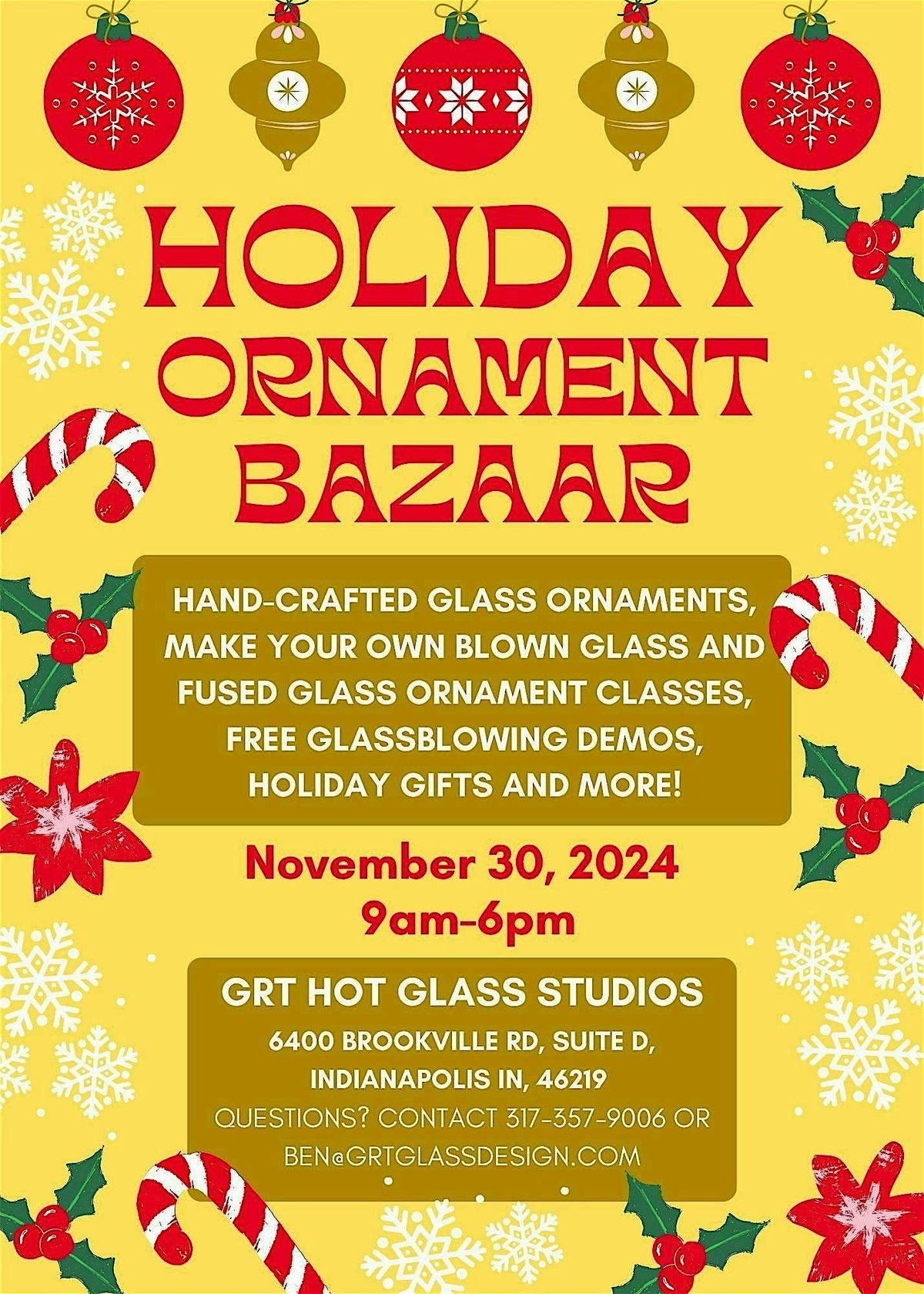 HOLIDAY ORNAMENT BAZAAR: Create Your Own Blown Glass Ornament!