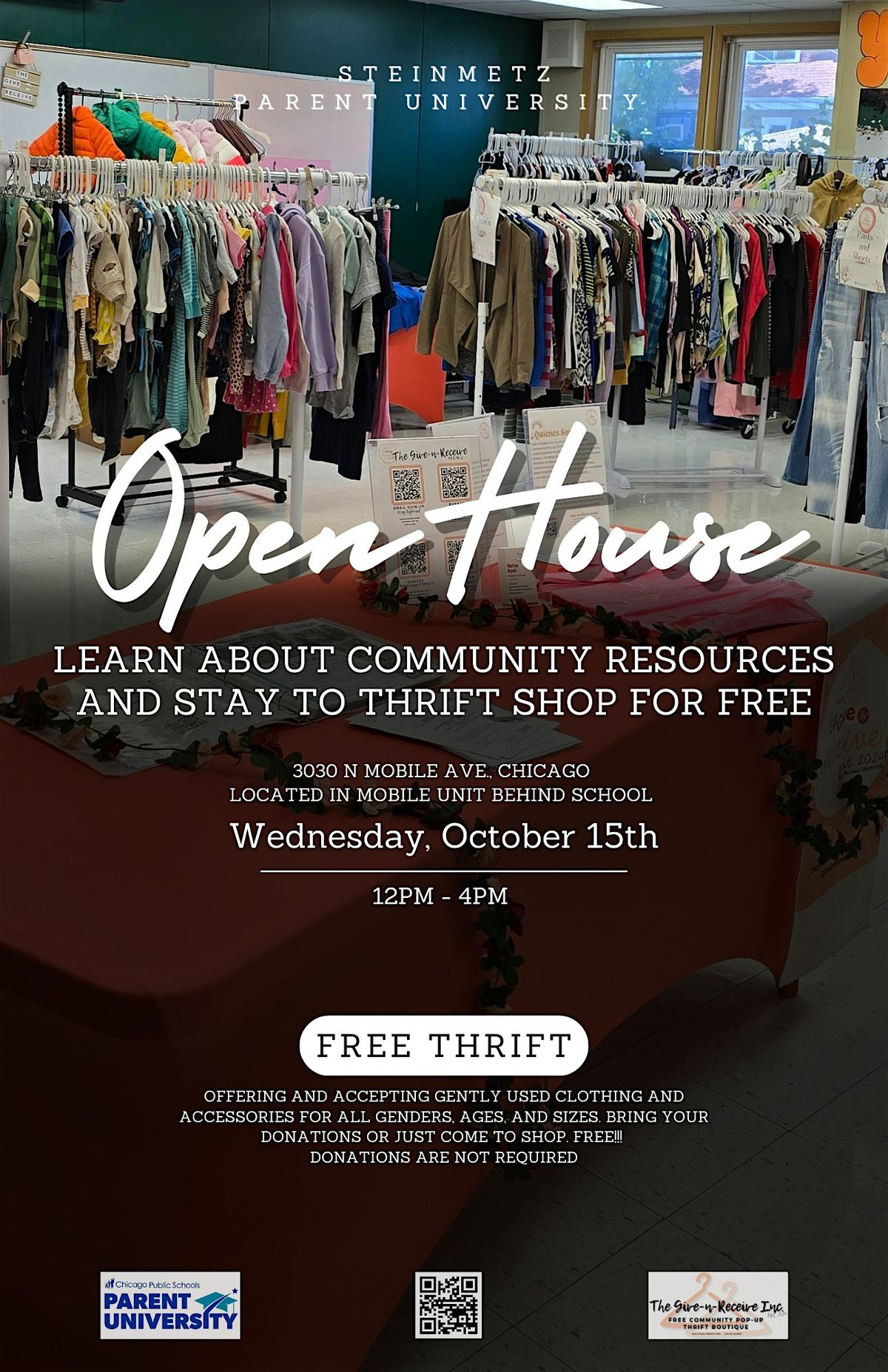 FREE Community Pop-up Thrift Boutique at the Parent University Open House!
