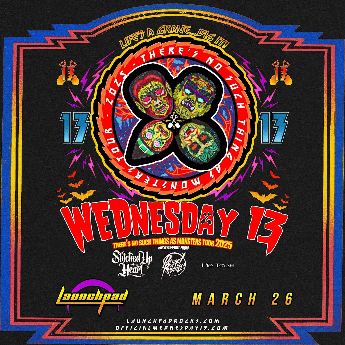 Wednesday 13, Stitched Up Heart, Dead Rabbits, Ya Toya