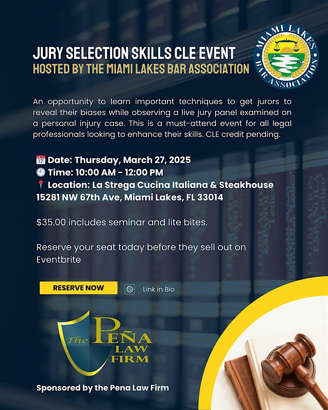 Jury Selection Skills CLE Event  hosted by the Miami Lakes Bar Association