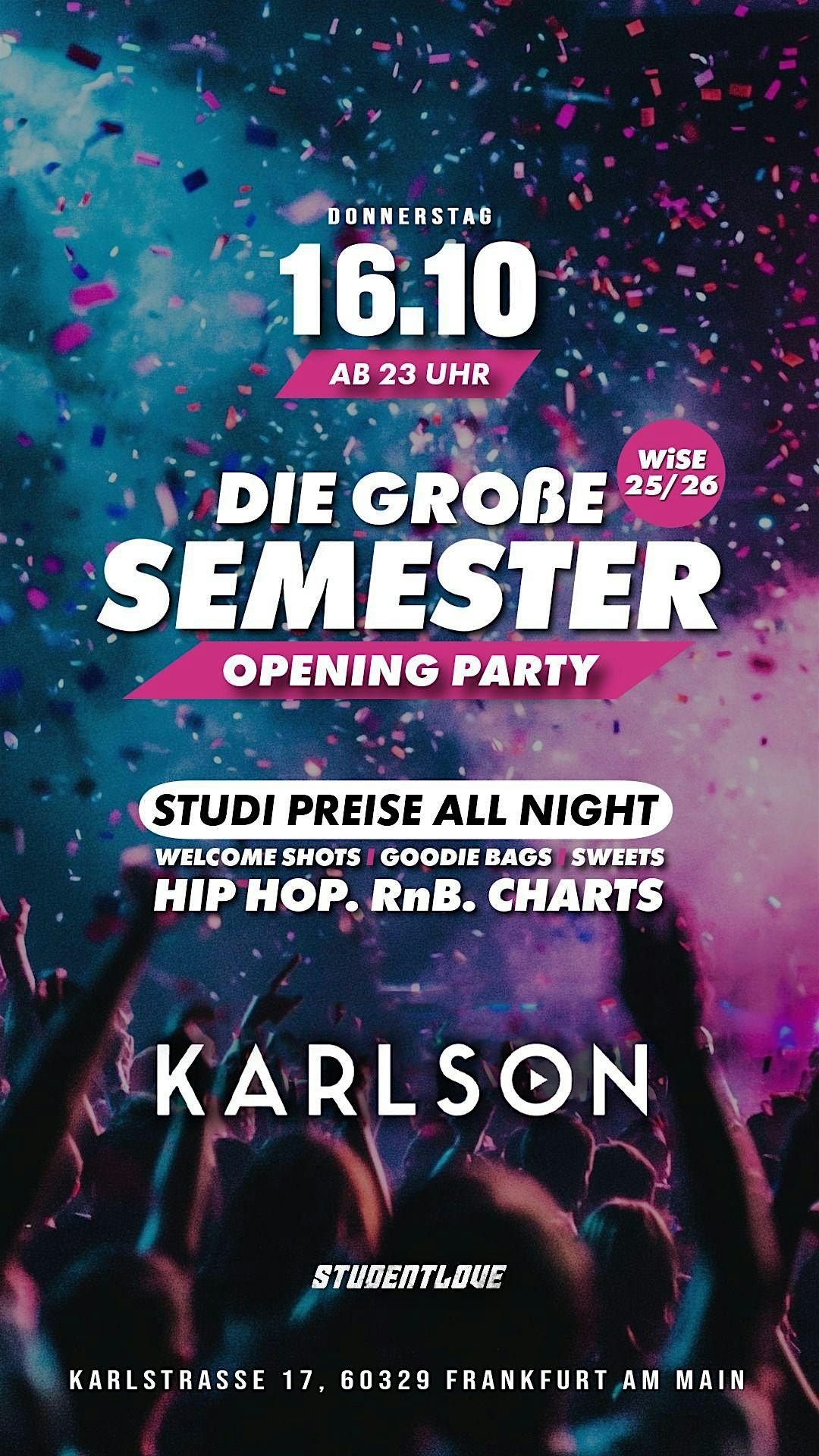 SEMESTER OPENING PARTY \u2022 WiSE 25\/26 \u2022 DO. 16.10