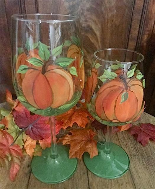 Hands-On Wine Glass Painting: Harvest Pumpkins