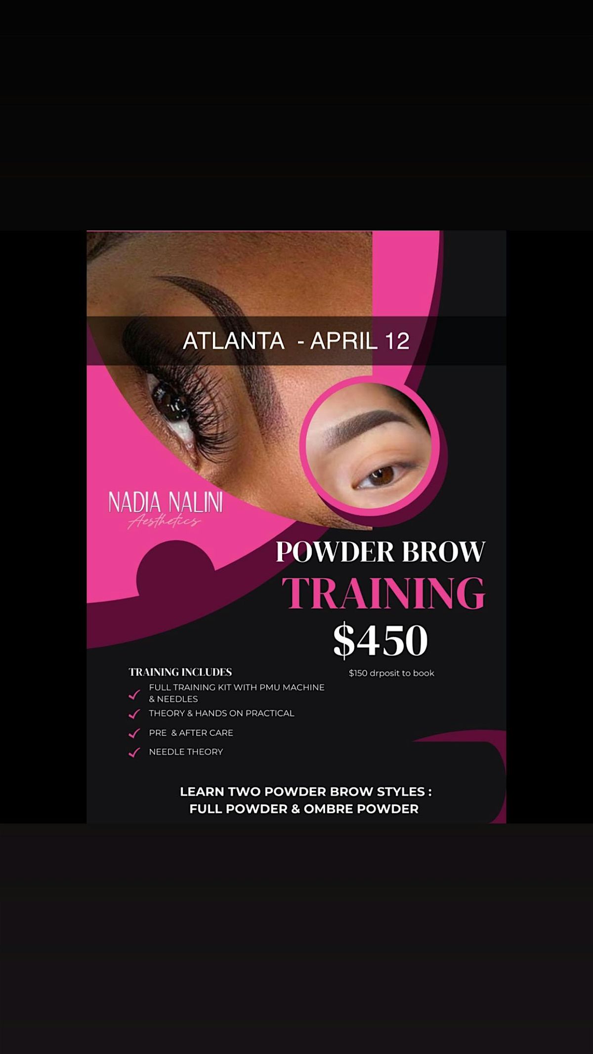 PMU - POWDER BROW TRAINING $450