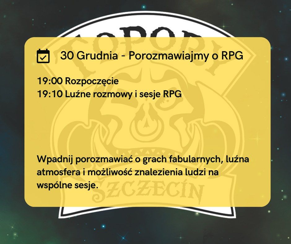 Porozmawiajmy o RPG | Przyjd\u017a na lu\u017ane spotkanie RPGowe 