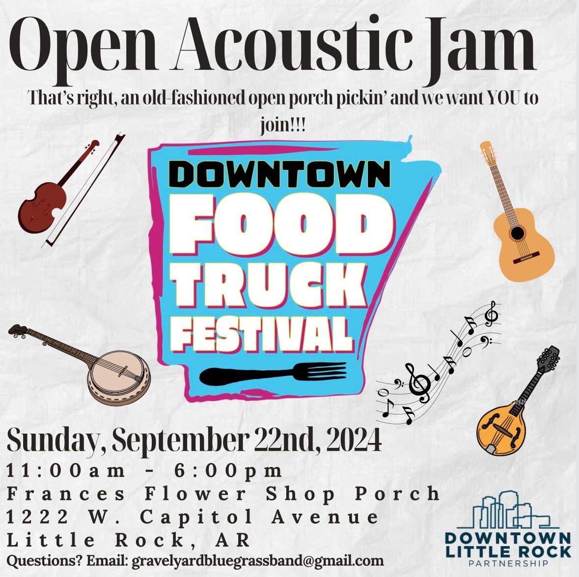 Open Jam at Downtown Main Street Food Truck Festival - Little Rock (Hosted by Aaron Farris)