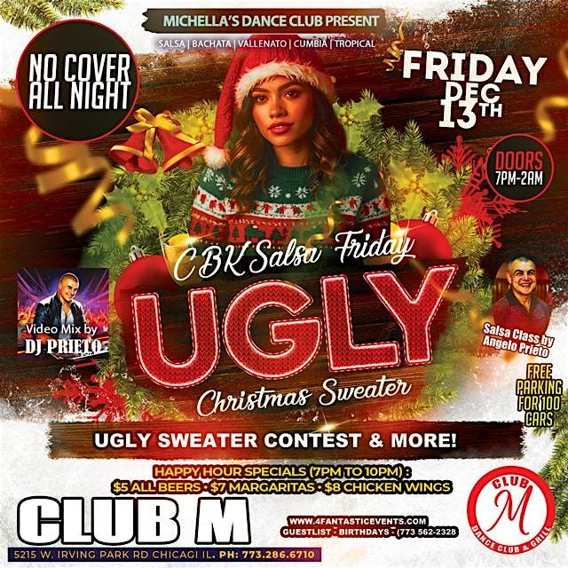 Ugly Sweater CBK Salsa Friday @ CLUB M \u2013 No Cover Charge!