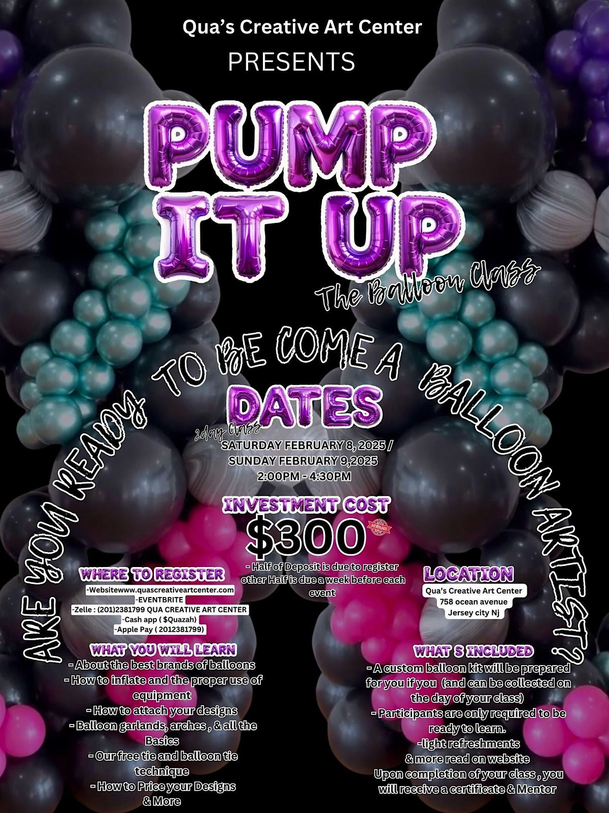 QUA\u2019S CREATIVE ART CENTER PUMP IT UP BALLOON CLASS