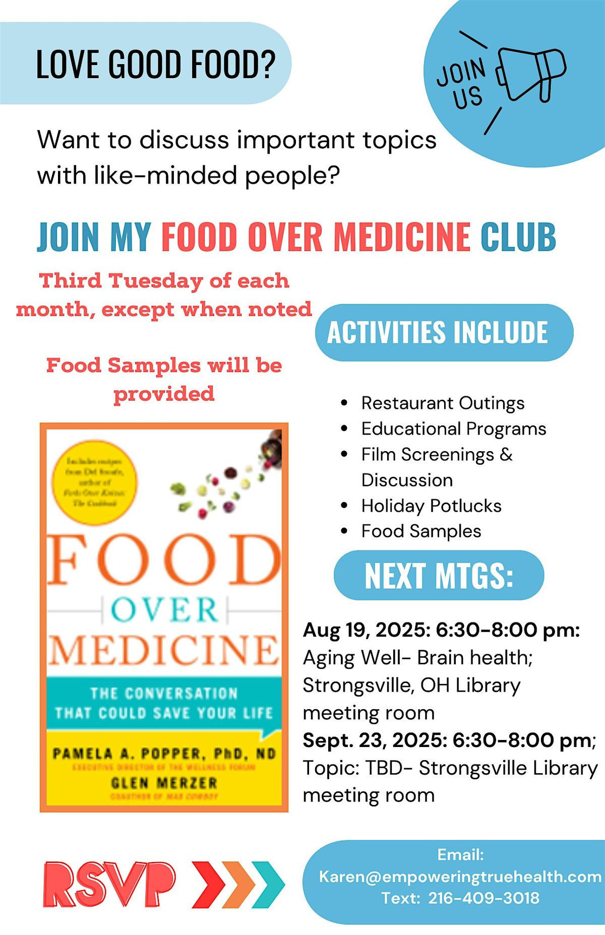 Food Over Medicine Monthly Meeting