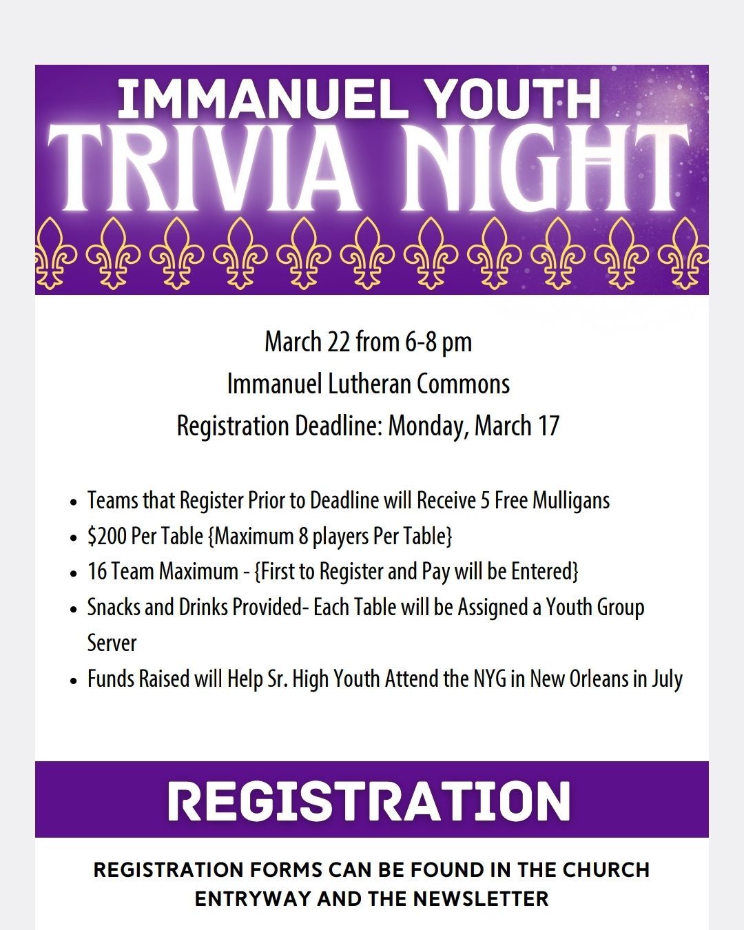 Trivia Night -Hosted by Immanuel Youth