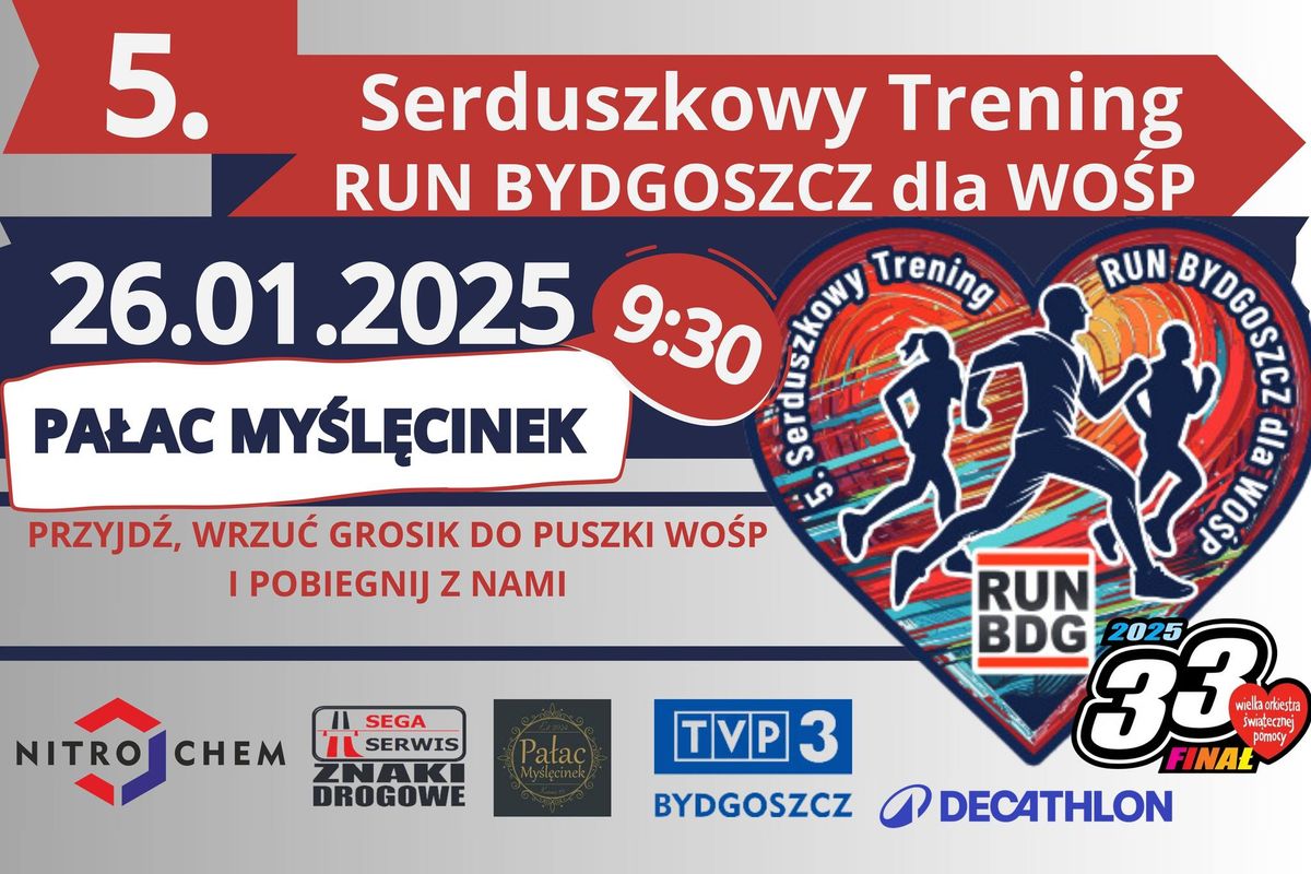 5. Serduszkowy trening biegowy RUN BYDGOSZCZ dla WO\u015aP