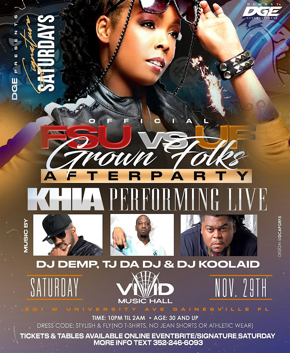 Signature Saturday FSU vs UF Grown Folks Afterparty @  Vivid Music Hall