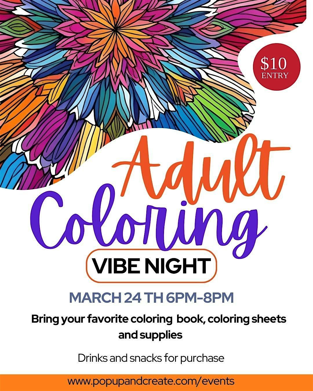 Adult Coloring Vibe night at Pop Up And Create