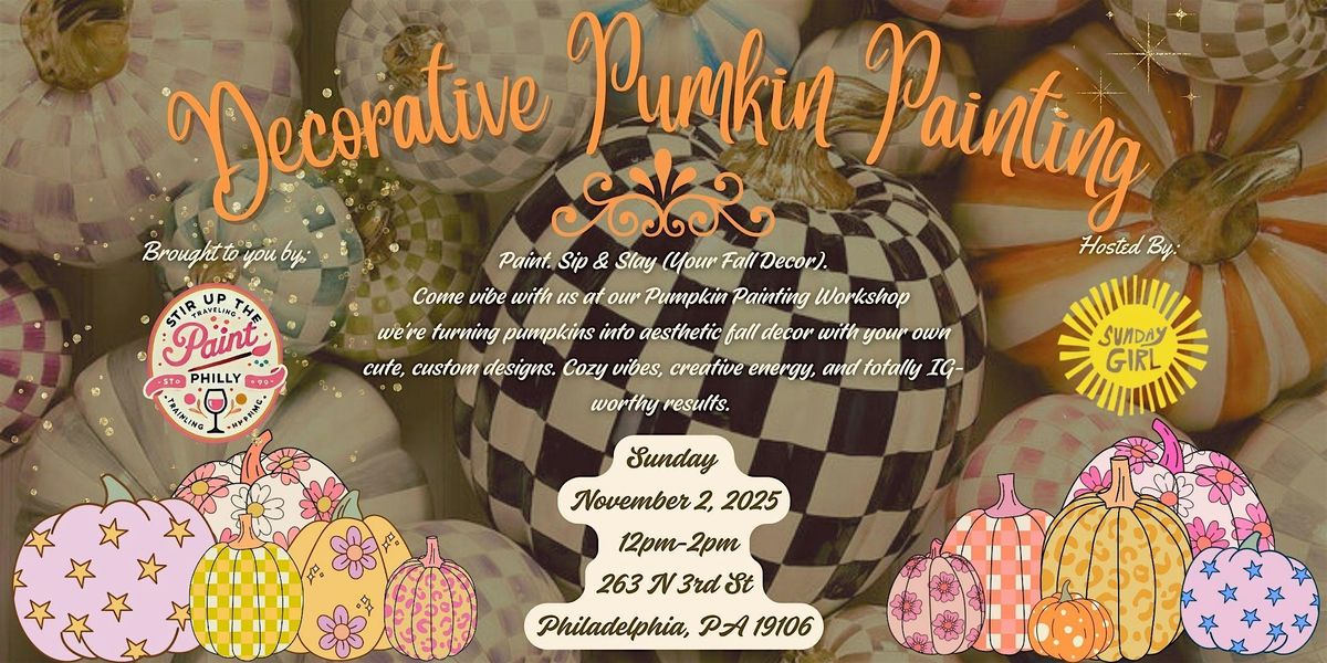 "Caf\u00e9 au Pumkin" Decorative Pumpkin Painting at Sunday Girl Cafe