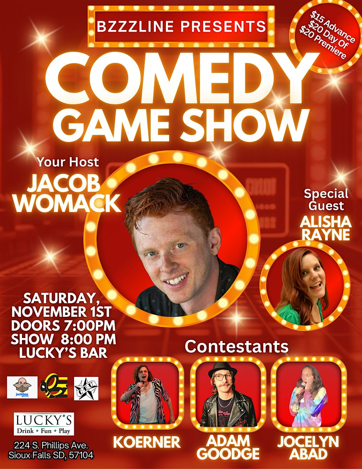 Jackbox Game Show Comedy Night @ Luckys w\/ Jacob Womack, Alisha Rayne +