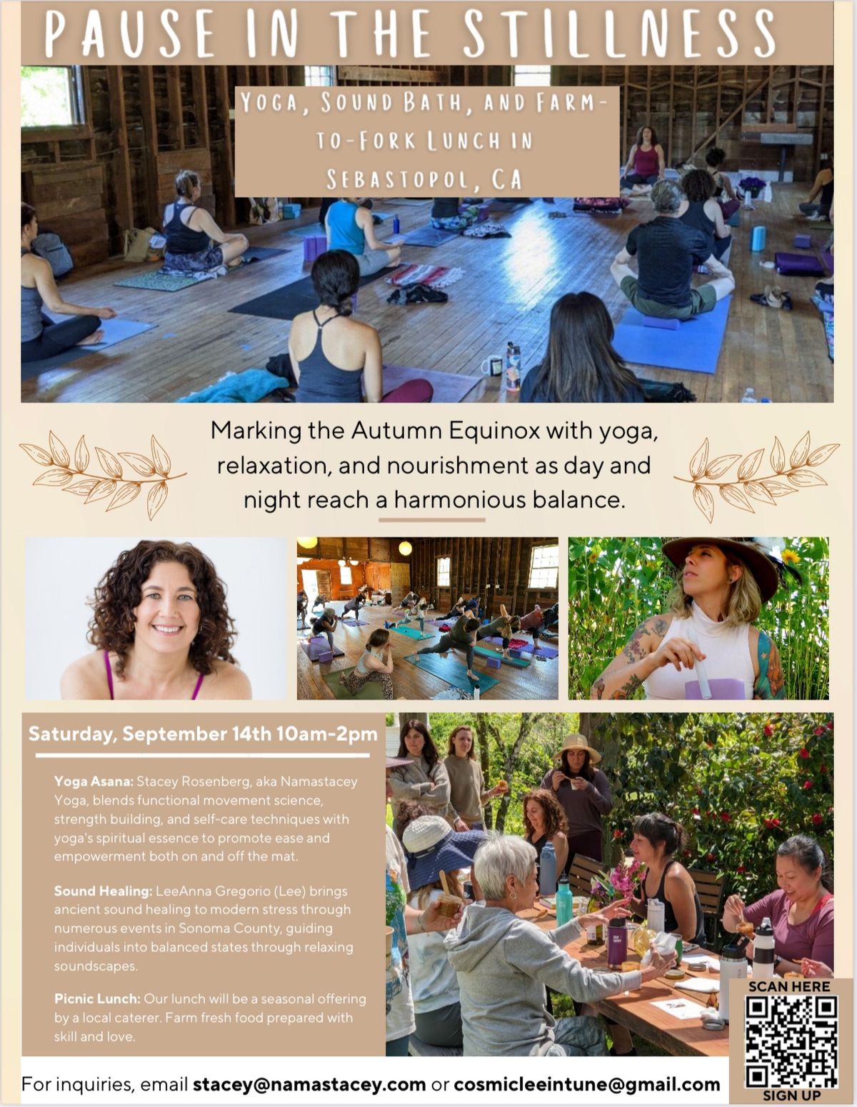 Pause in Stillness: Yoga, Sound Bath & Farm to Fork Picnic Lunch