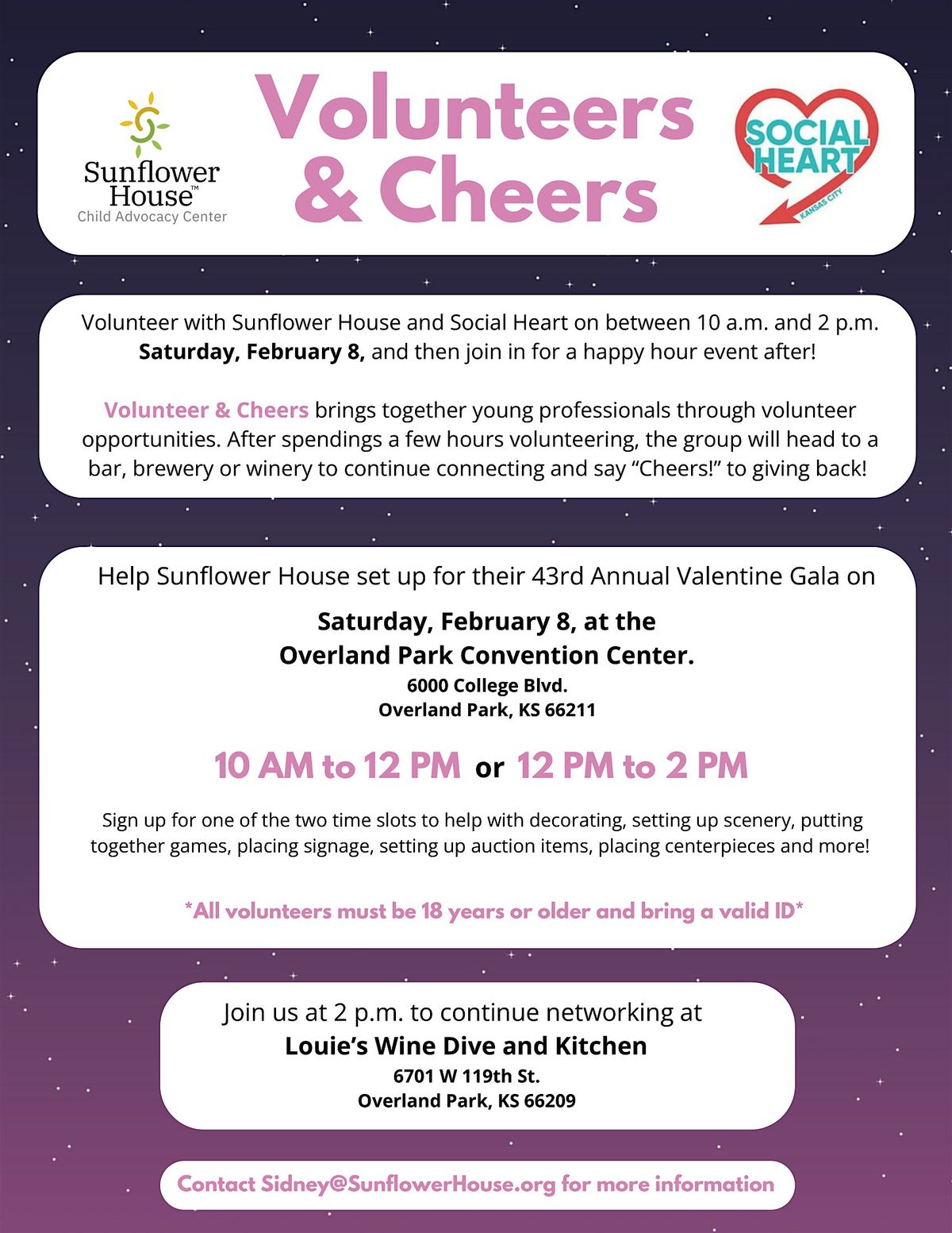 SocialHeart Volunteer & Cheers: For Sunflower House's Valentine Gala