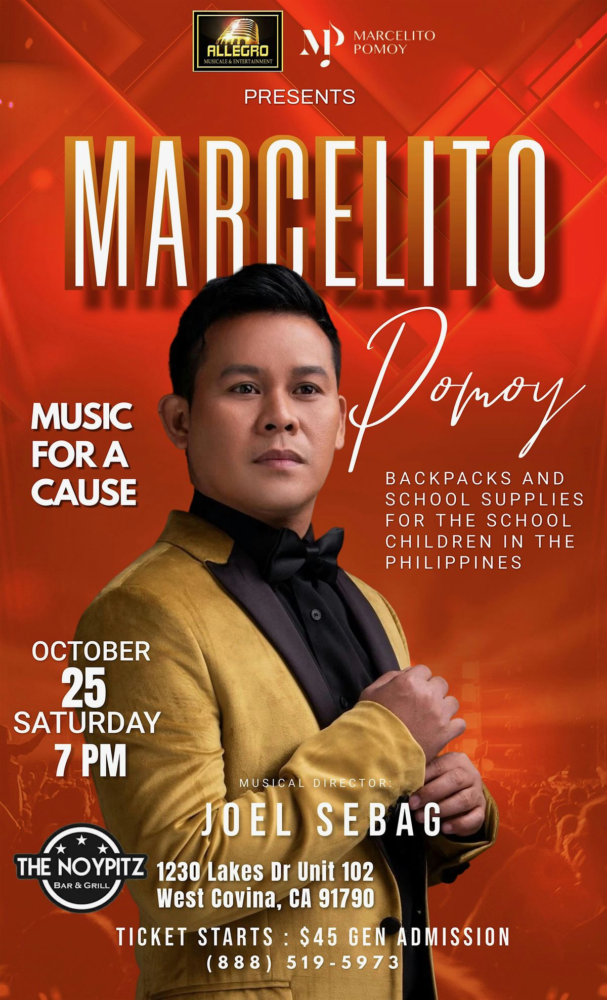 Music for a Cause: A Night with Marcelito Pomoy,West Covina,CA