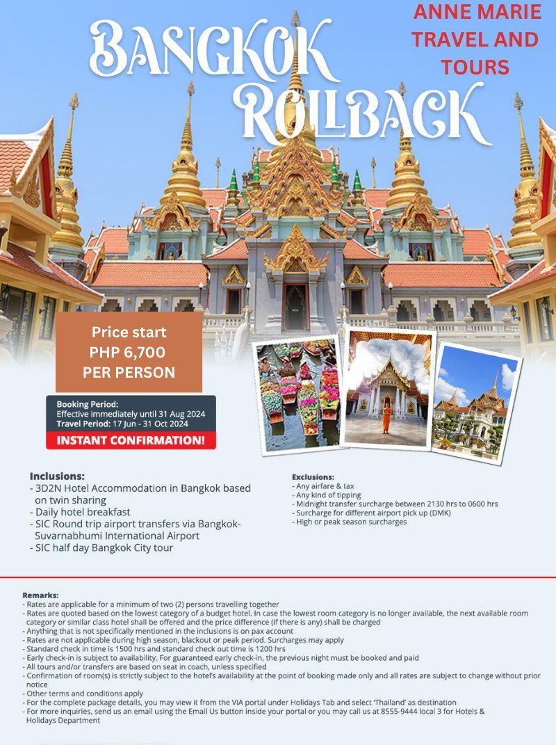 3D2N Bangkok Roll back \ud83c\uddf9\ud83c\udded