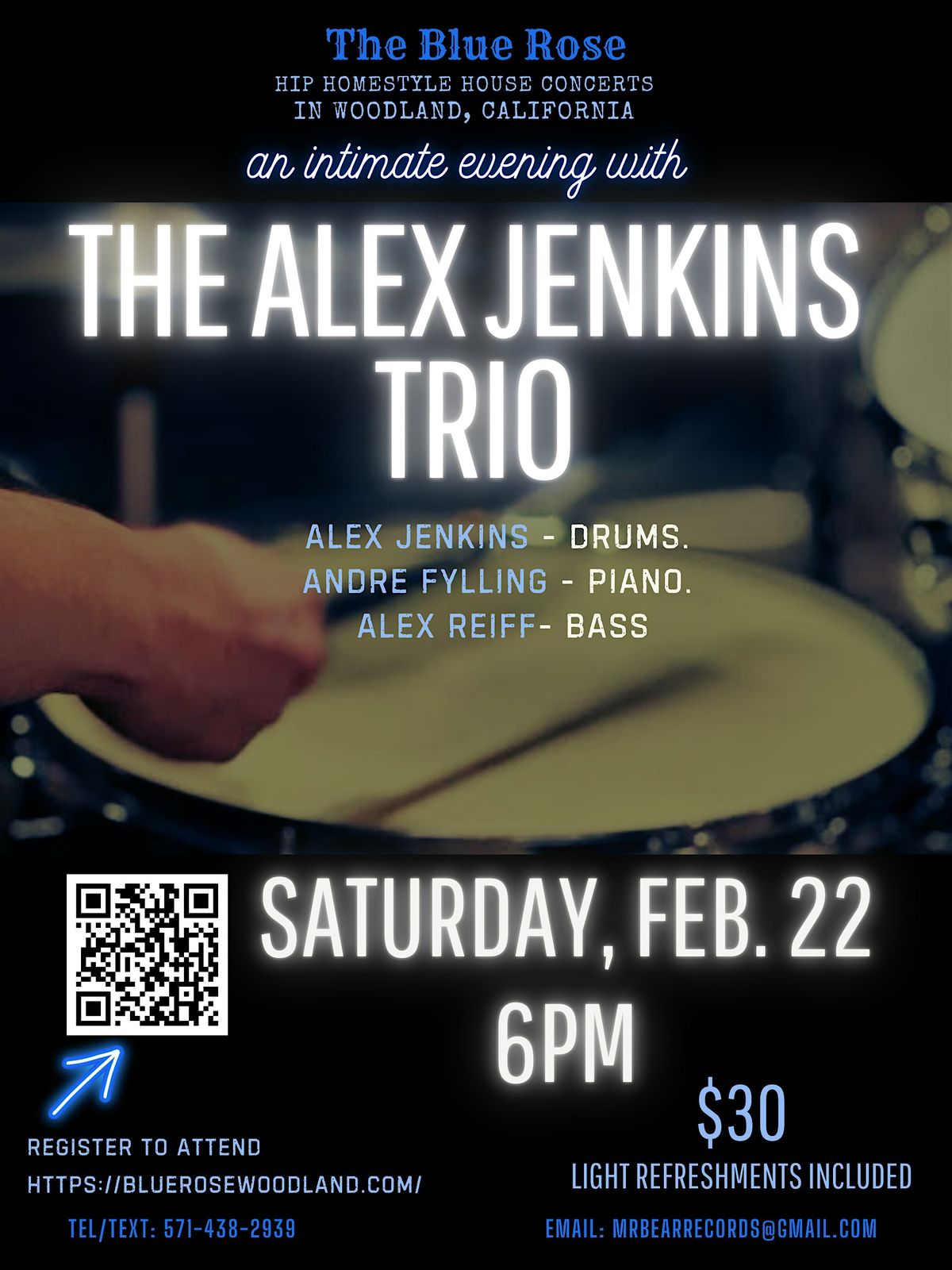 Alex Jenkins Trio House Concert @ The Blue Rose, Woodland