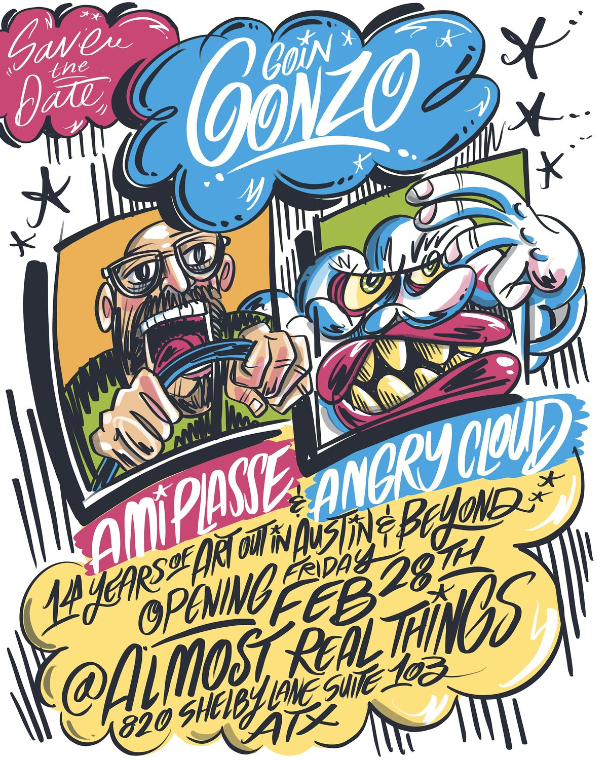 Goin' Gonzo: 14 Years of Live Sketching Austin by Ami Plasse & ANGRY CLOUD