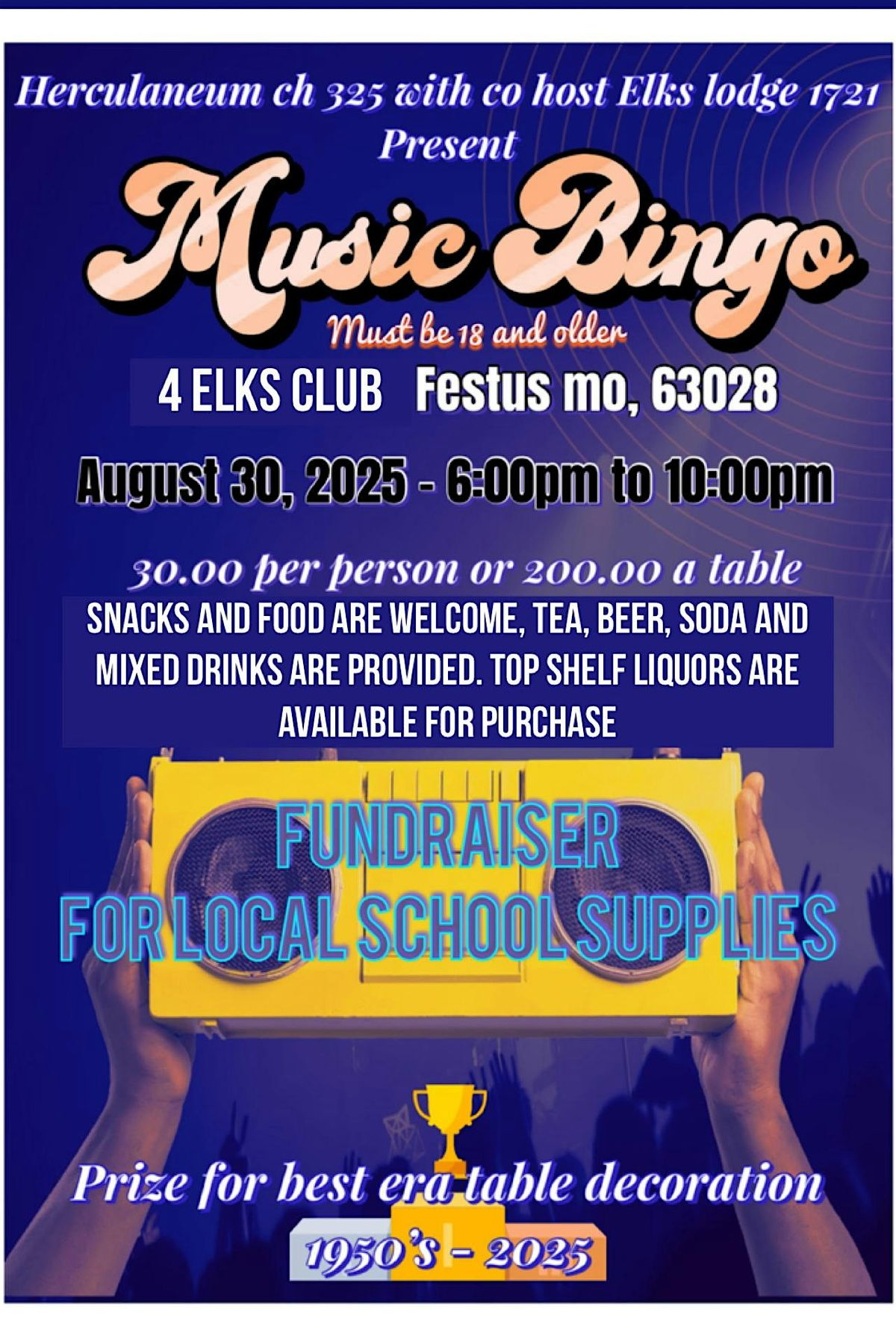 Rock and Roll Bingo to help local Schools