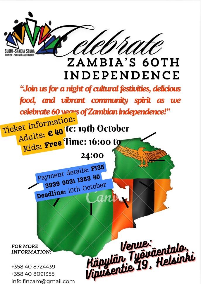 Celebrate 60 years of Zambian Independence in Helsinki