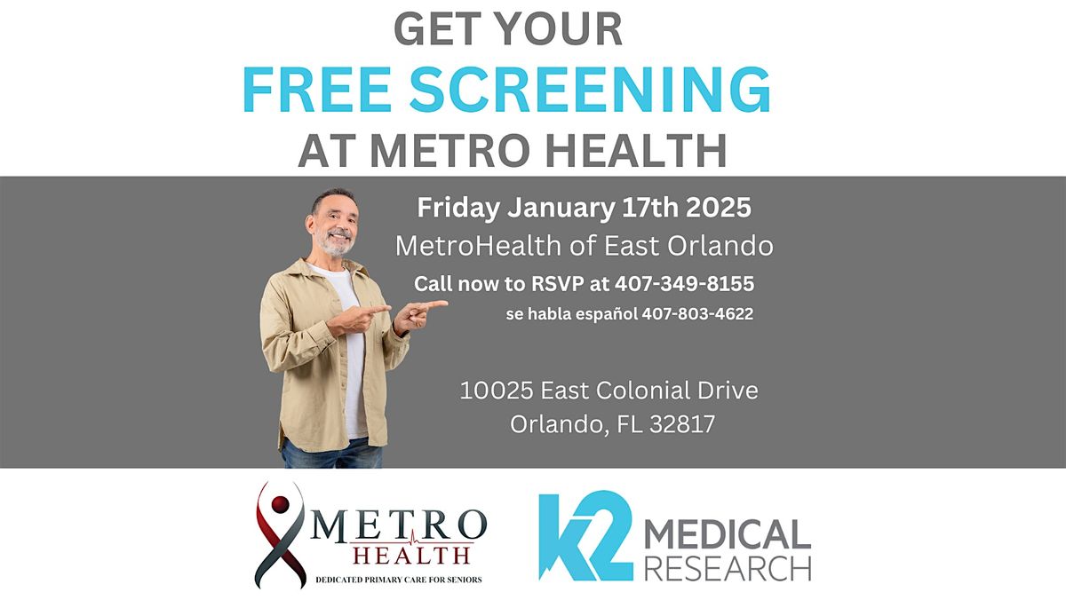 Free Memory Screenings for Seniors at Metro Health of East Orlando