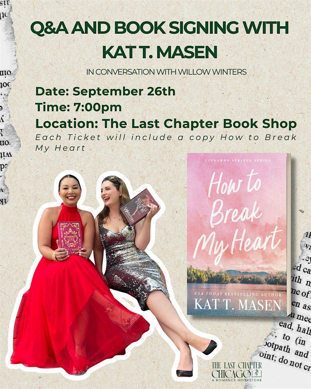 Q&A and book signing with Kat T. Masen and Willow Winters