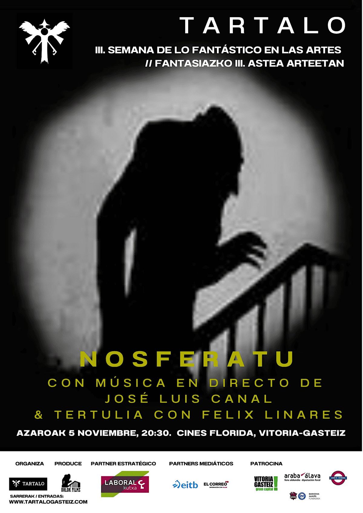 Tartalo 2025. Pel\u00edcula cl\u00e1sica muda 'Nosferatu' con m\u00fasica en directo